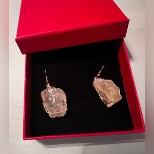 SOLD- Elegant Wired and Citron Crystal Stone Earrings